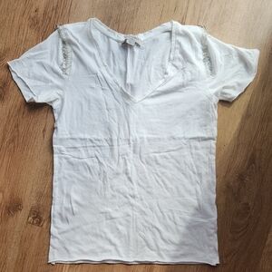 AllSaints White V-Neck Women Top XS
